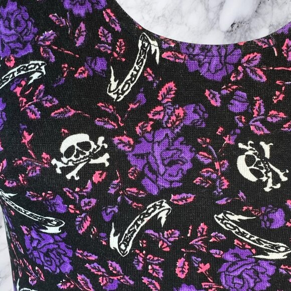 VTG Tripp NYC Destroy Skull Print Rose Dress - Picture 7 of 9